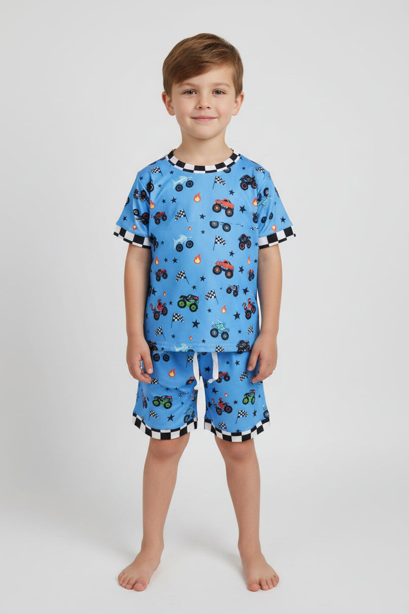 monster truck boy shorts set kids clothing