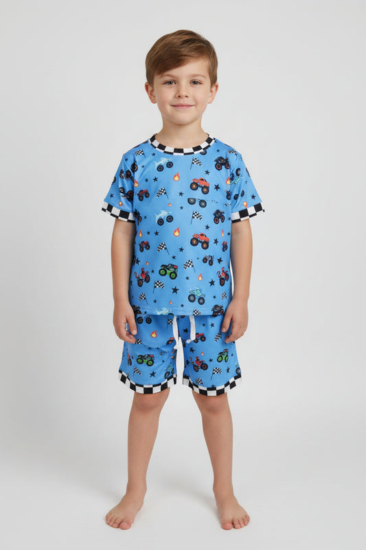 monster truck boy shorts set kids clothing
