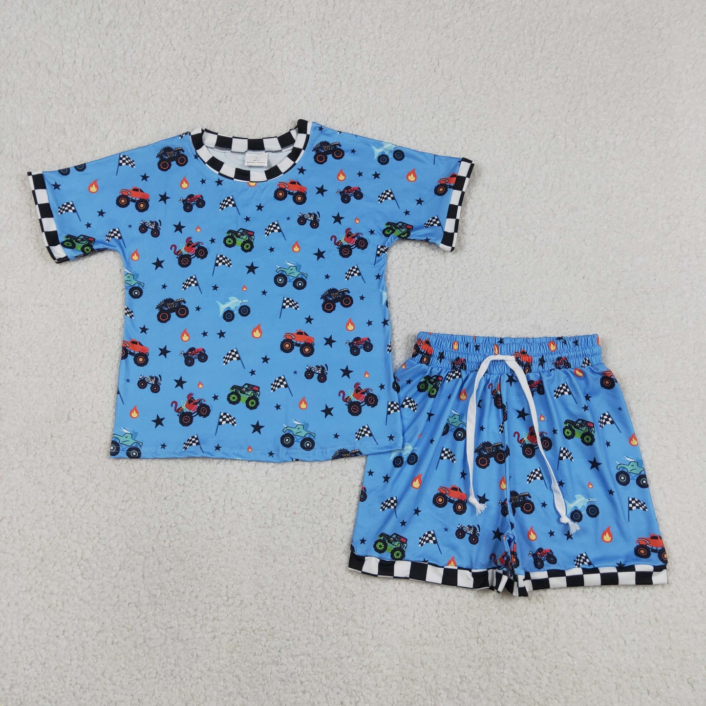 monster truck boy shorts set kids clothing