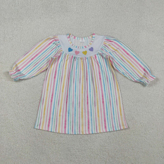 colorful stripes heart embroidered dress