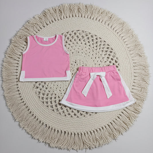 cotton white pink skort set girls clothing