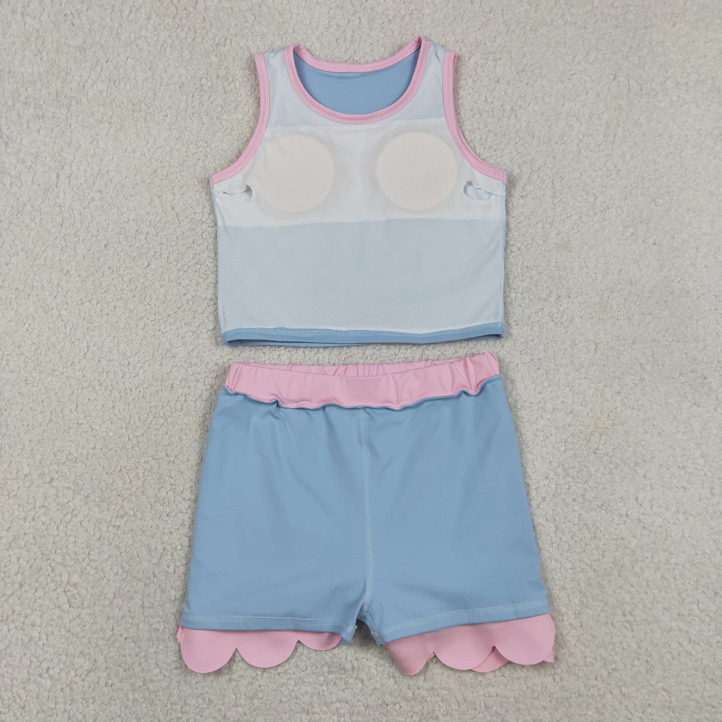 solid blue pink scallop athletic skort outfit girls clothes