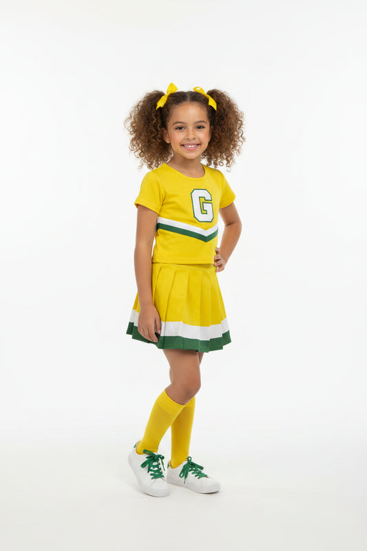 yellow white green yoga pleated skirt