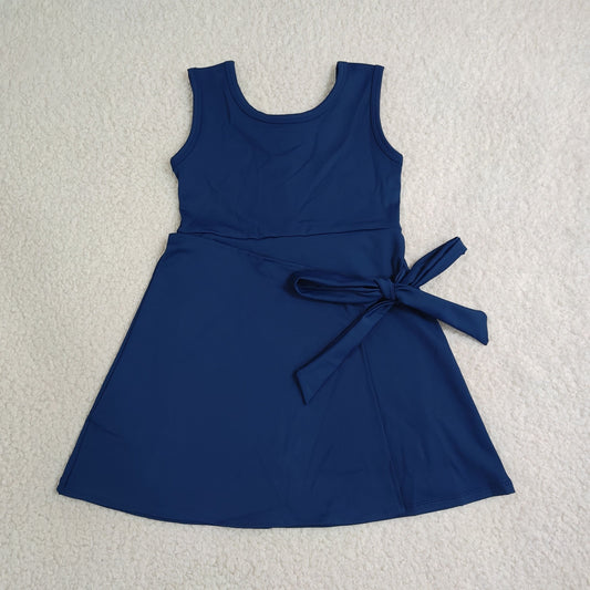 sleeveless solid navy blue athletic dress
