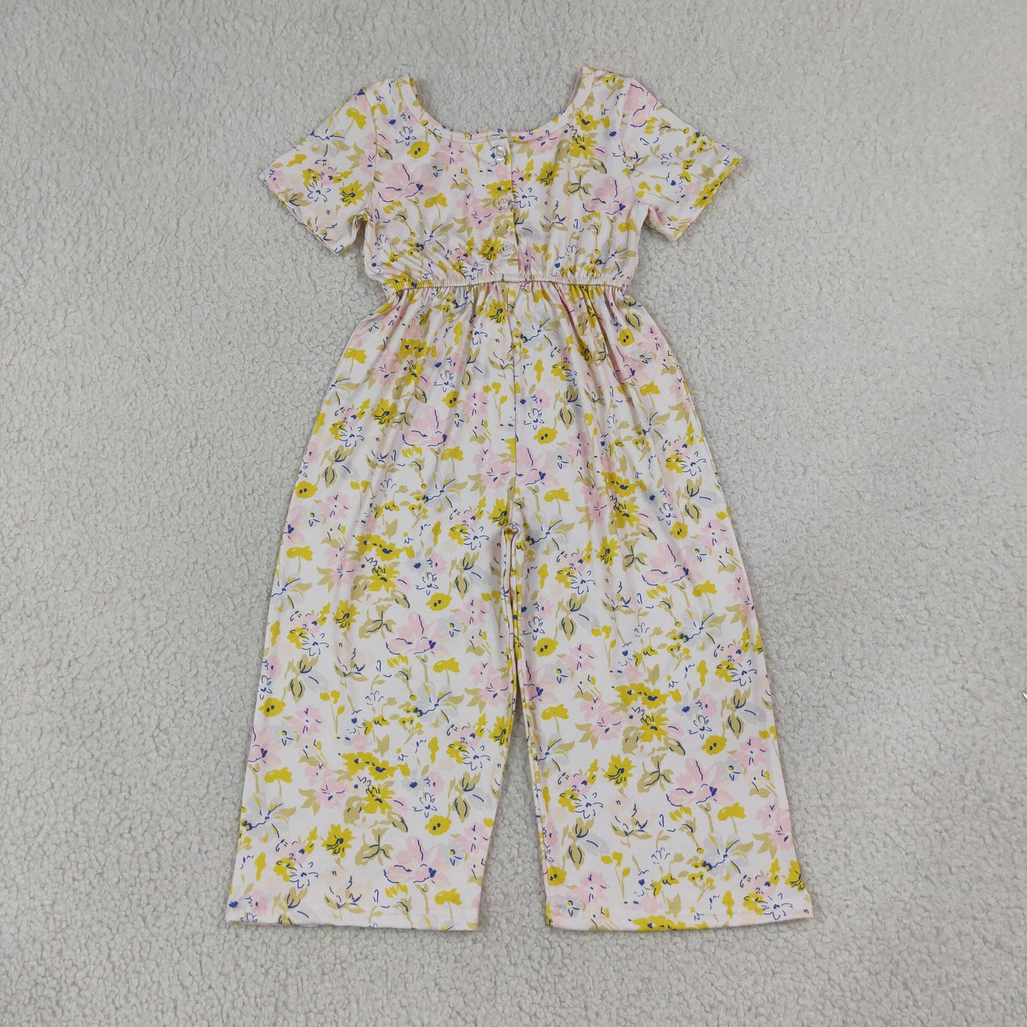 short sleeve floral jumpsuit