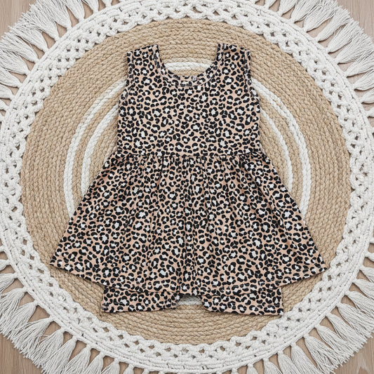 SR3070 sleeveless leopard playwear romper