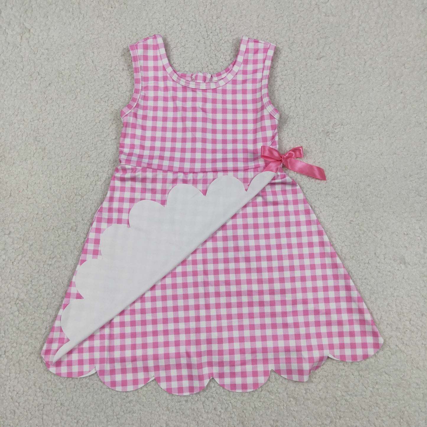 pink gingham scallop athletic dress