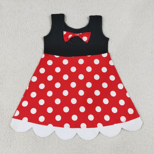 red black polk dots scallop dress