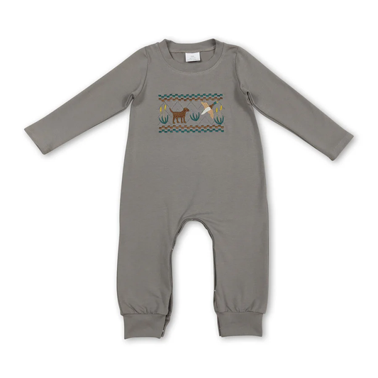 LR2909 embroidery gray dog duck romper hunting clothing
