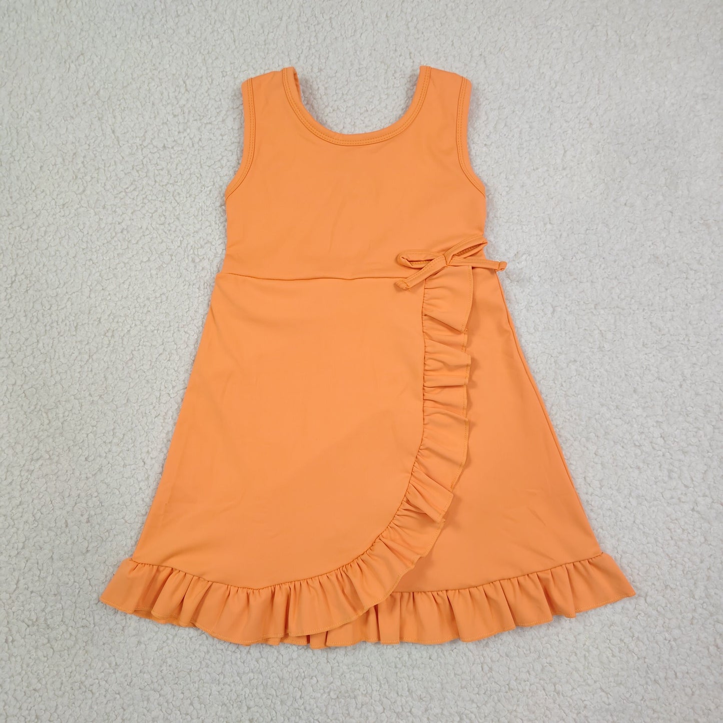 solid orange ruffle athletic dress