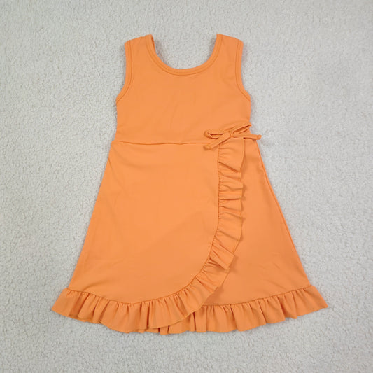 solid orange ruffle athletic dress