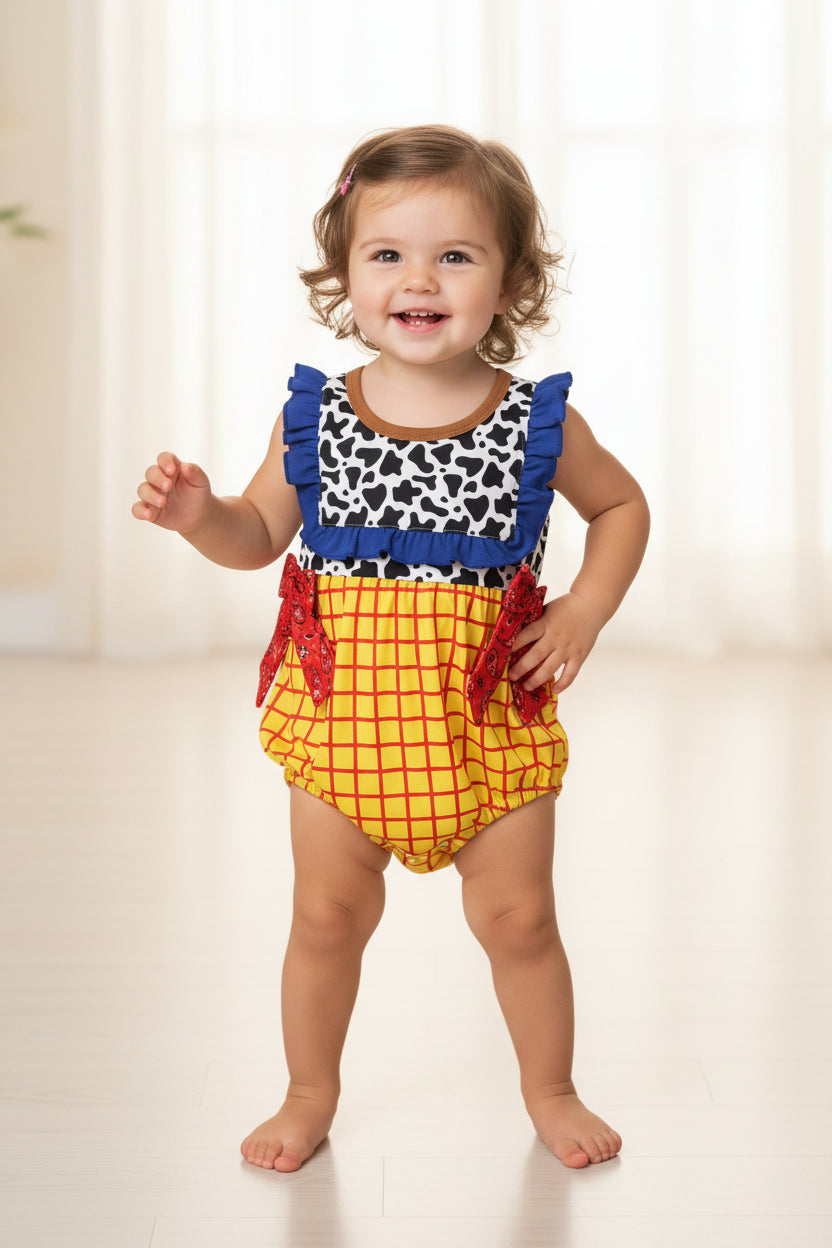 SR4115 toy cowboy bubble romper baby girl clothes