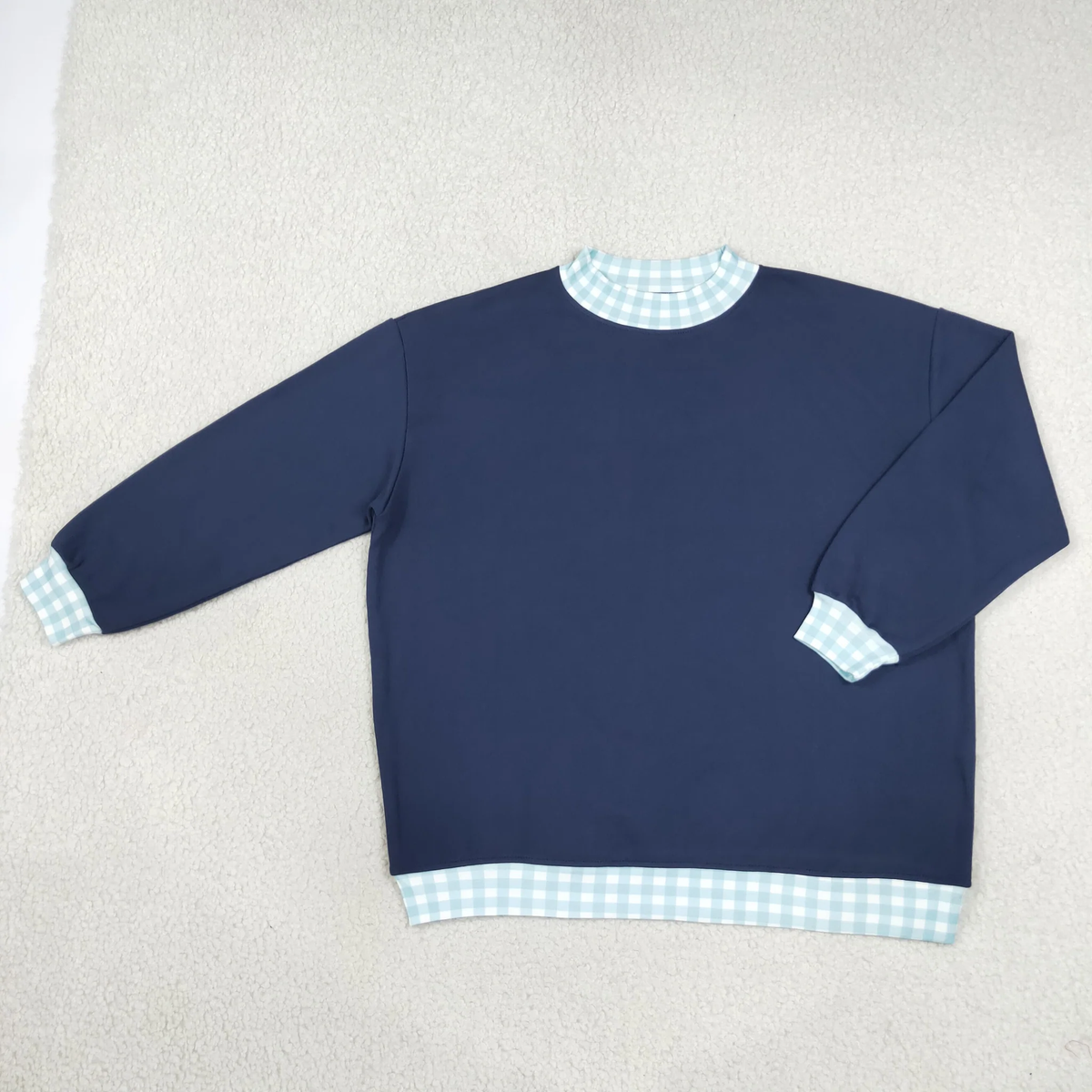Adult long sleeve cotton gingham sweatshirt