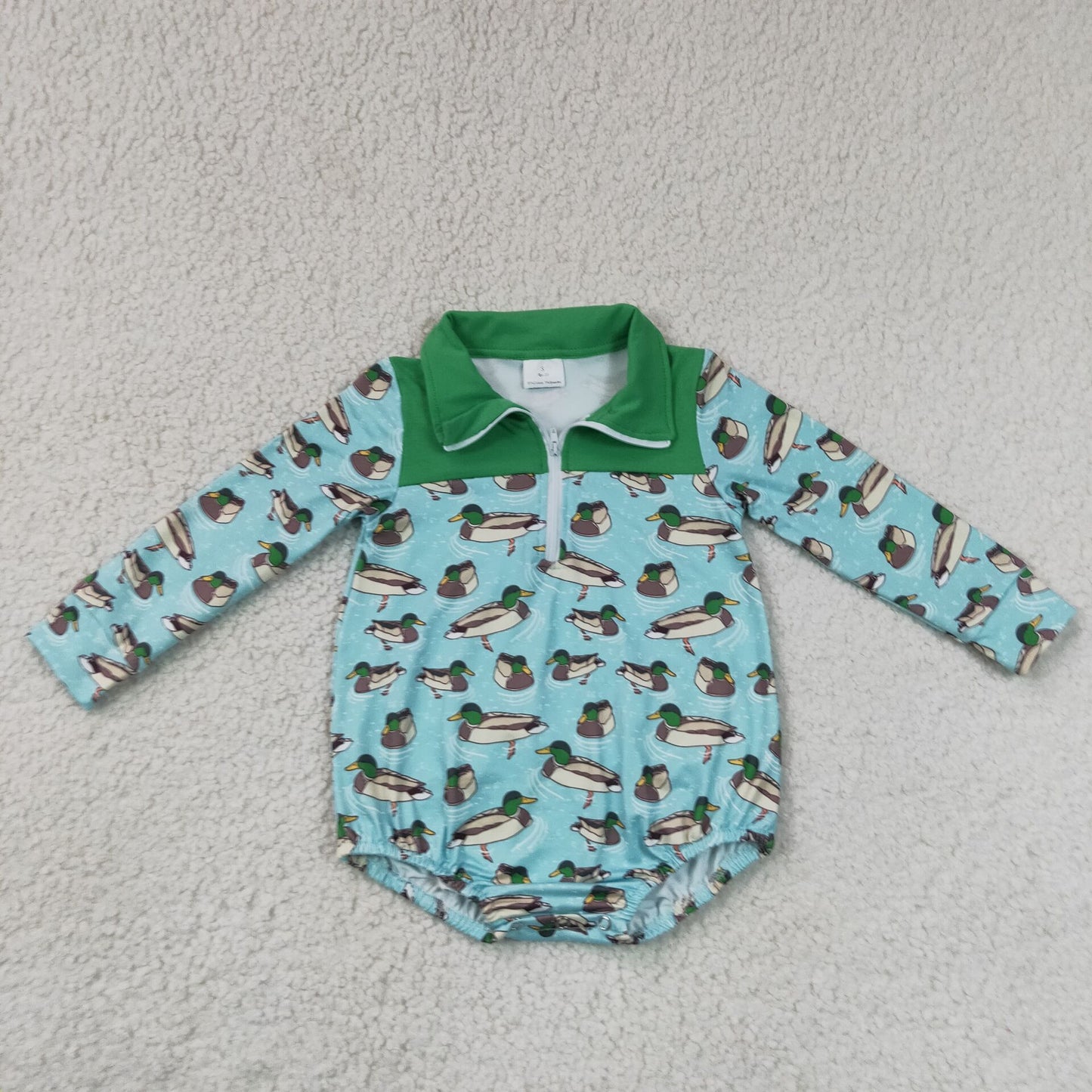 long sleeve duck zip up romper