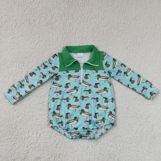 long sleeve duck zip up romper