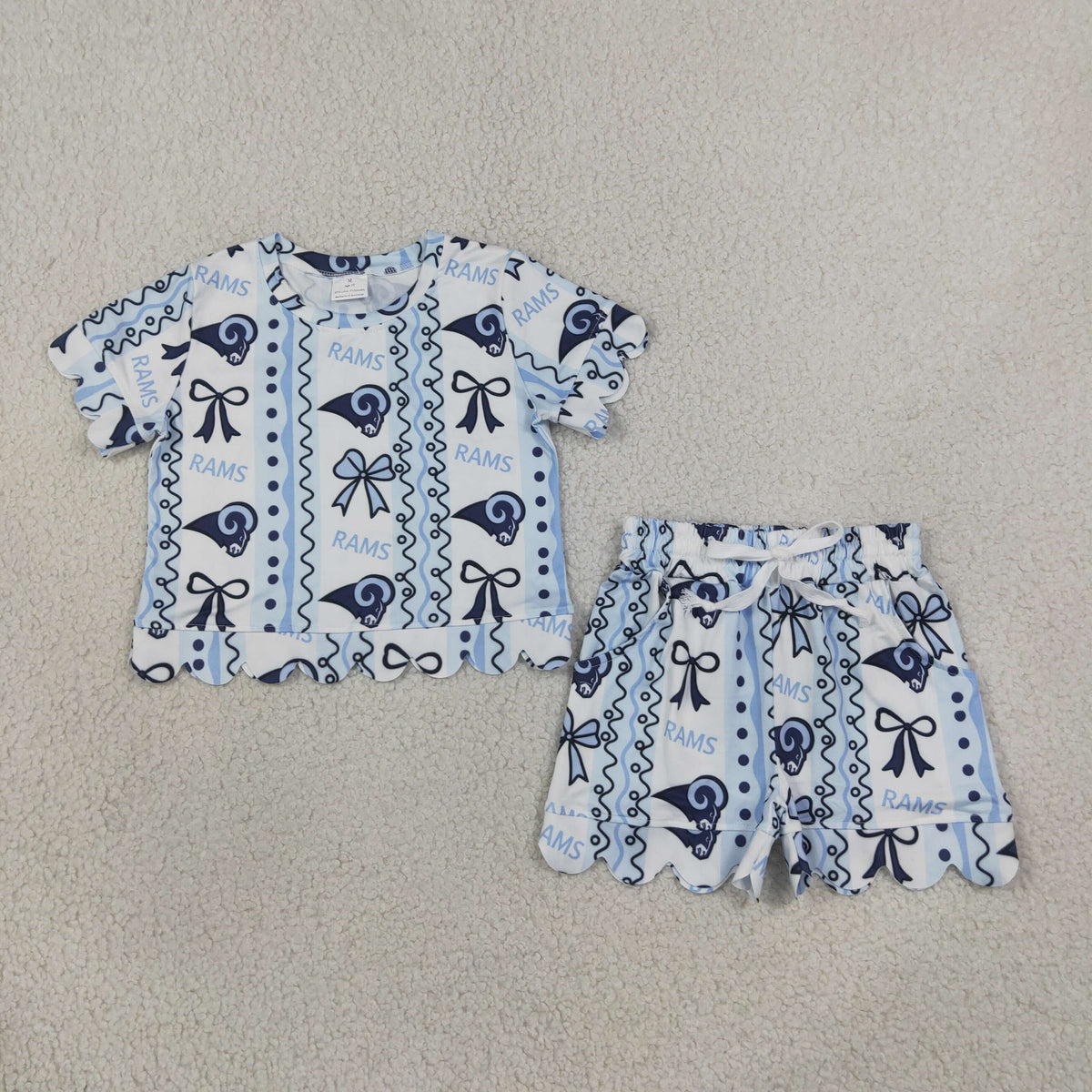 rams team scallop shorts set