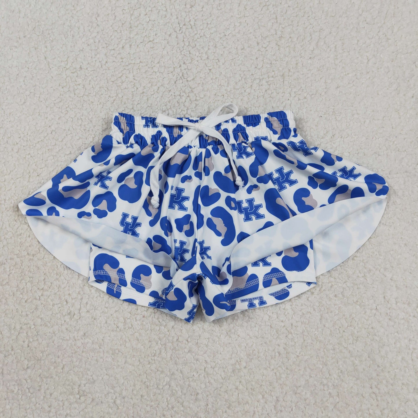 SS0812 kids UK blue leopard athletic butterfly shorts