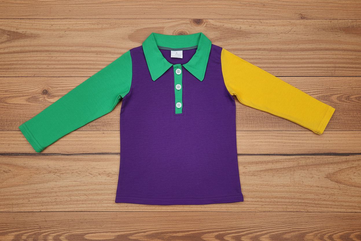green purple yellow boy mardi gras tops