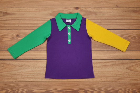 green purple yellow boy mardi gras tops