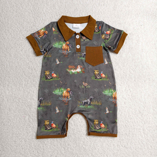 hunting polo romper boy shortie
