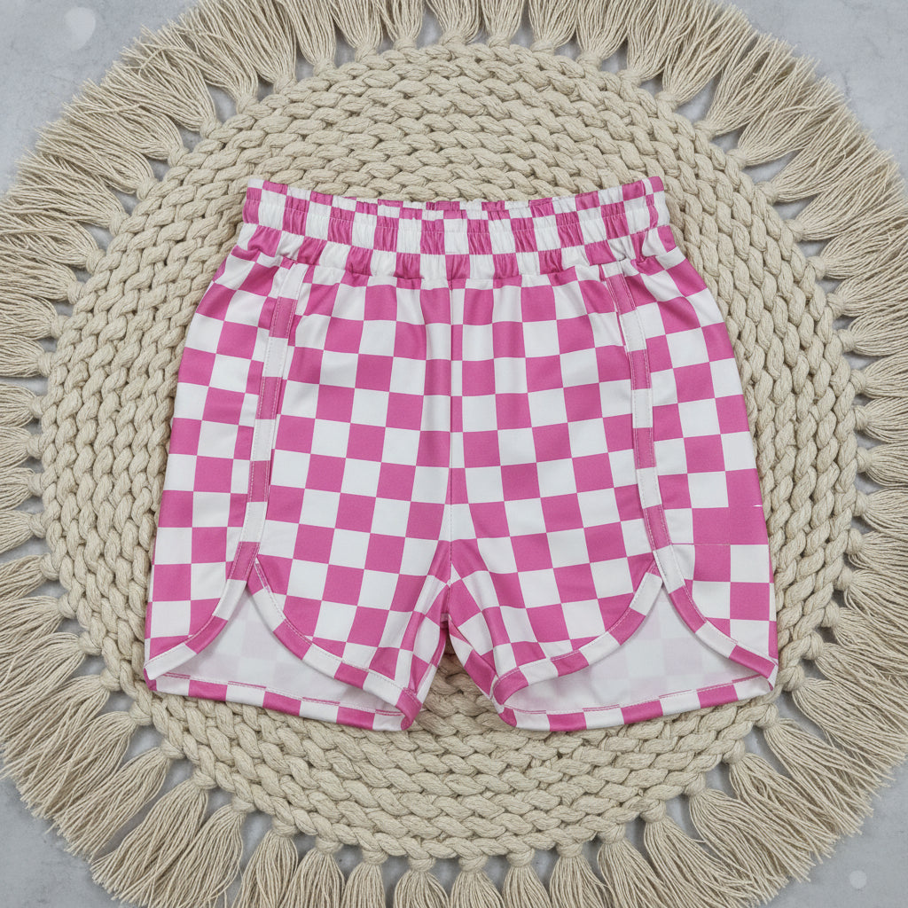 pink checkered girl shorts