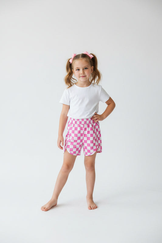 pink checkered girl shorts