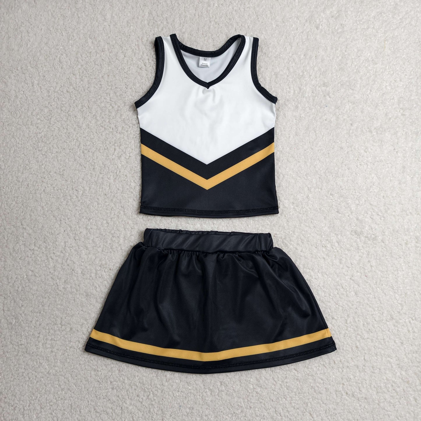 black white gold cheerleader athletic skort outfit girls clothes