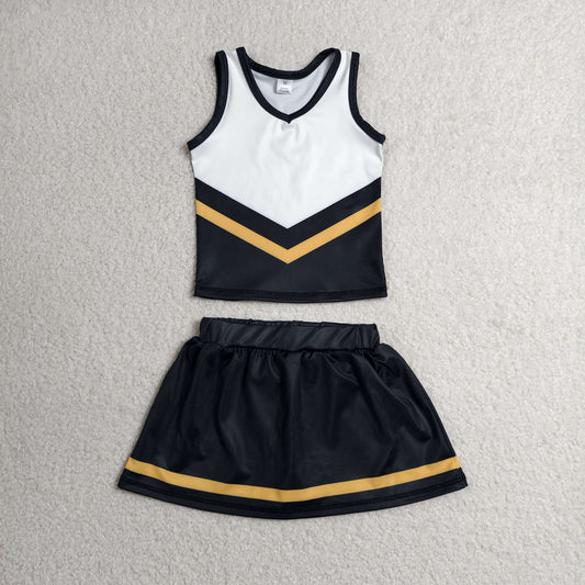 black white gold cheerleader athletic skort outfit girls clothes