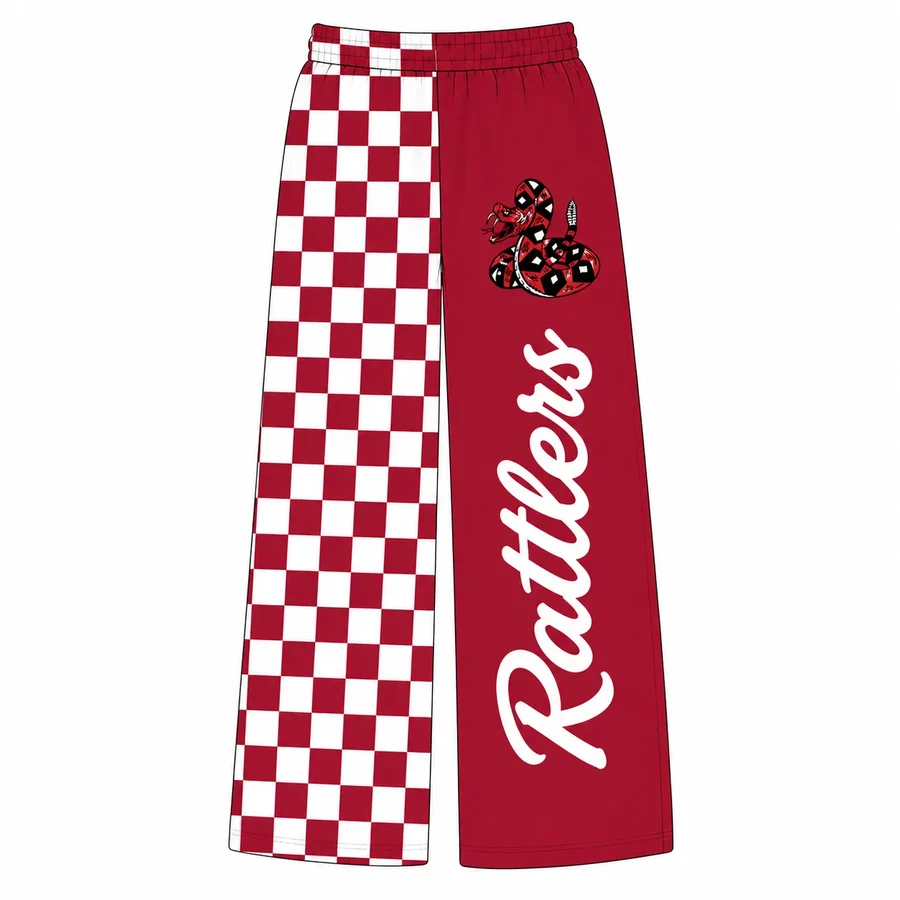 MOQ 5 TAT 6-8 weeks 95%cotton 5%spandex checkered kids girls team pants
