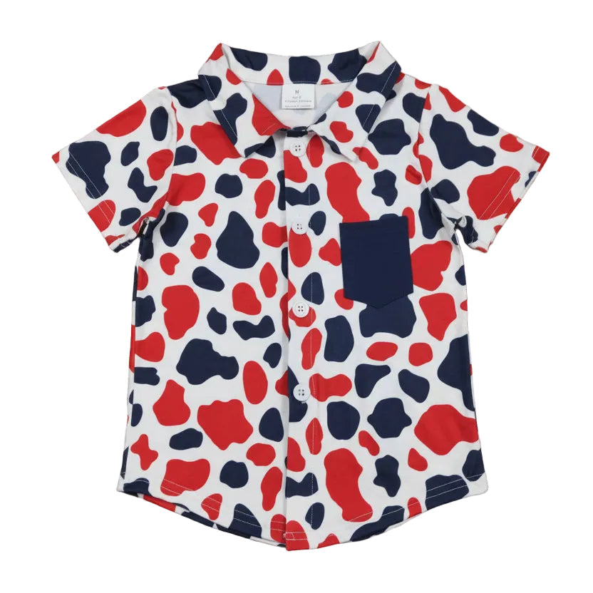 red white blue camo patriotic button-up shirt
