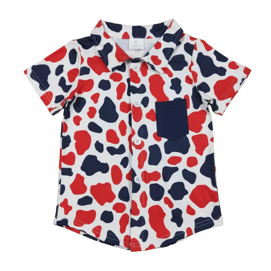 red white blue camo patriotic button-up shirt