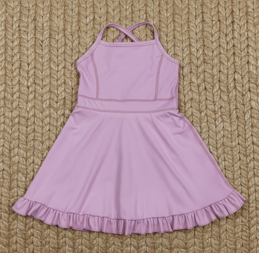 S0712 Solid Pink Athletic Active Skort Dress