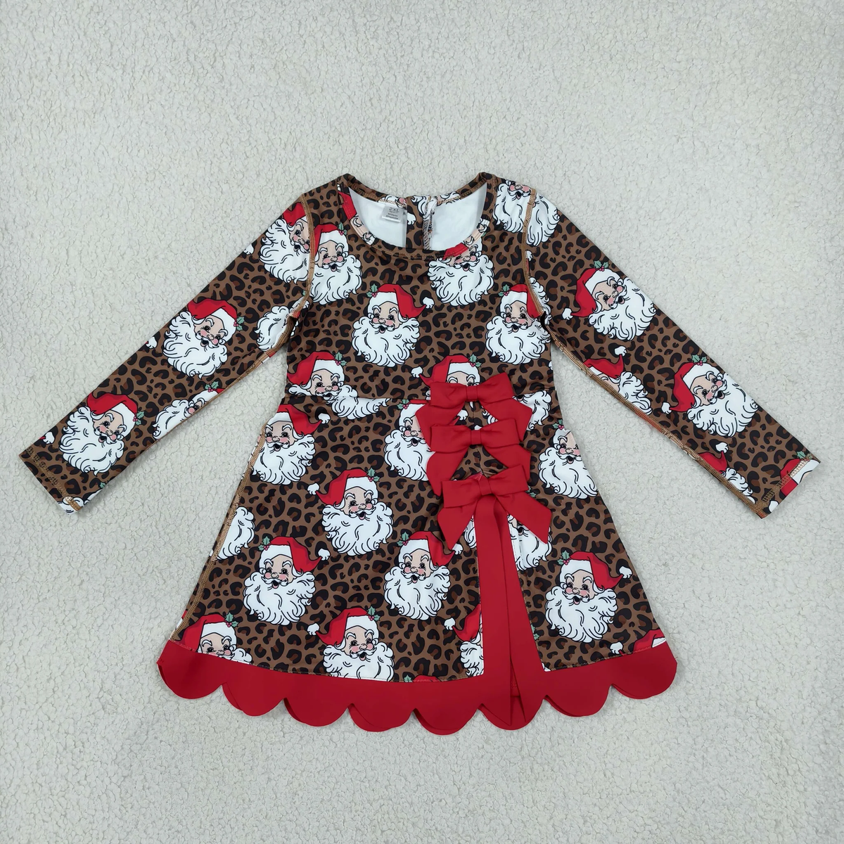 Matching Baby Girls Christmas long sleeve bow dress yoga