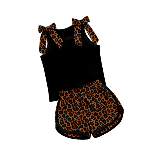 Custom order MOQ 3 leopard bow shorts set