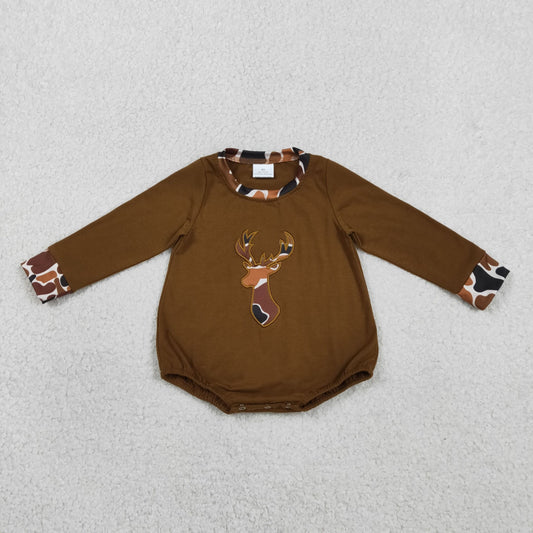 LR2260 long sleeve embroidery brown camo deer boy romper