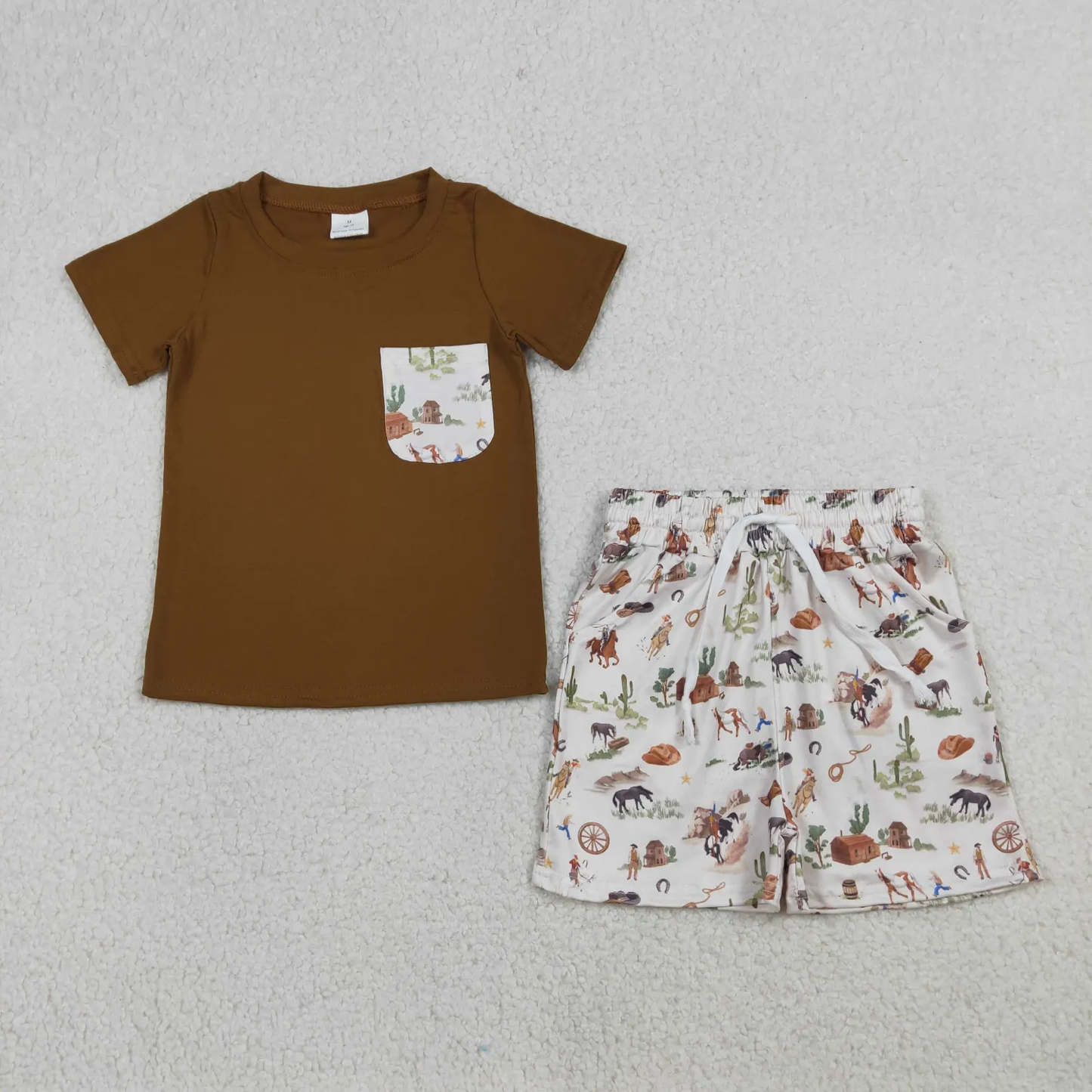 Sibling rodeo boy clothing bubble and shorts set