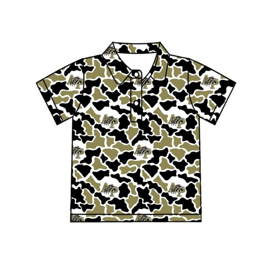 Custom order MOQ 5 game days camo polos with team colors + logo