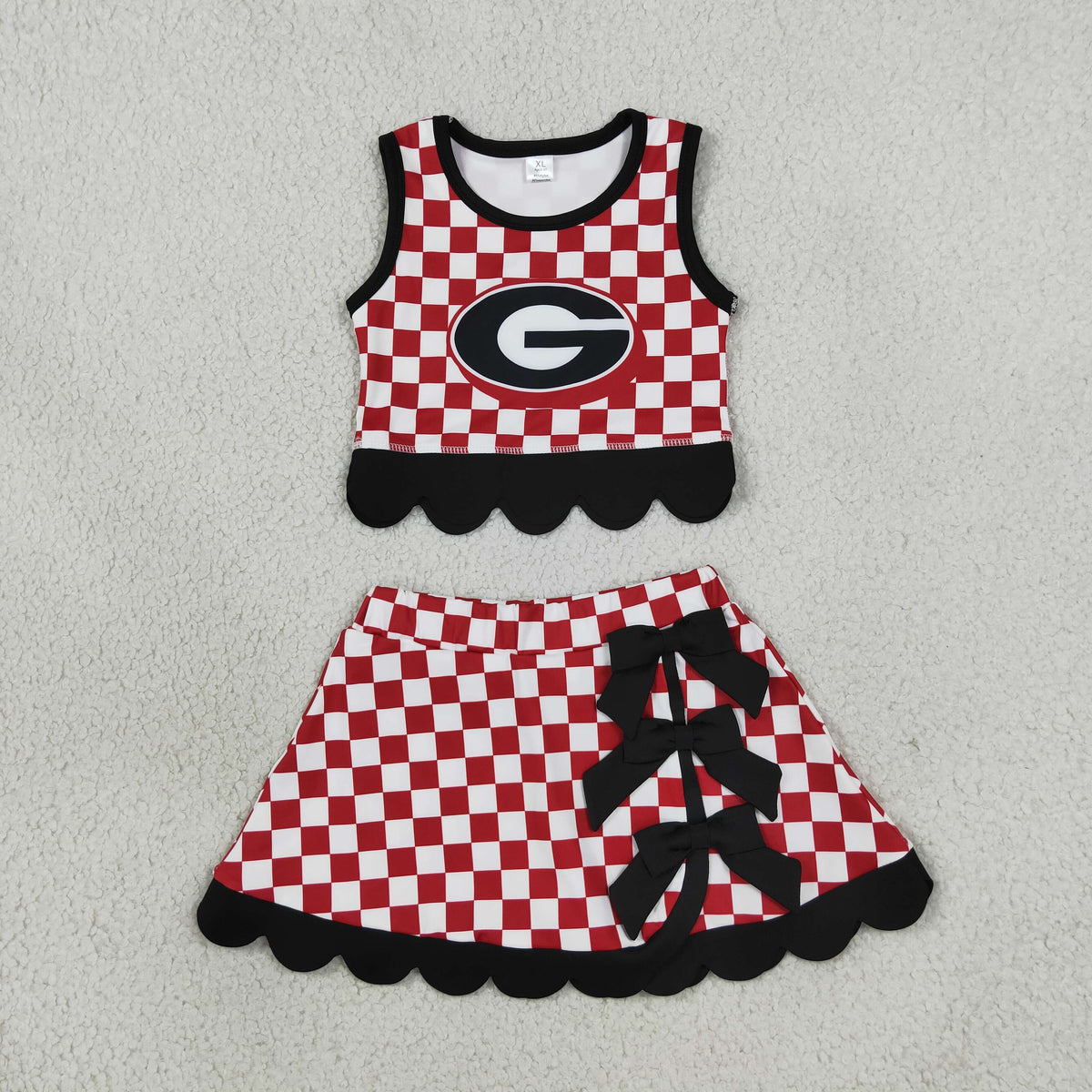 georgia red check scallop athletic skort outfit girls clothing