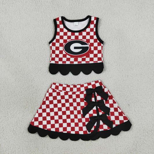 georgia red check scallop athletic skort outfit girls clothing