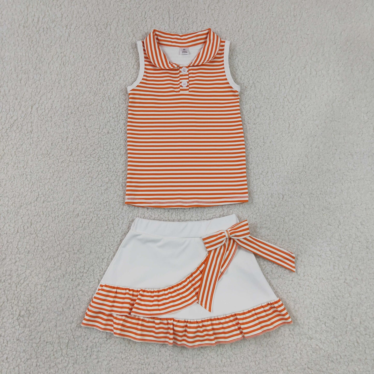 orange striped polo skort set girls clothing