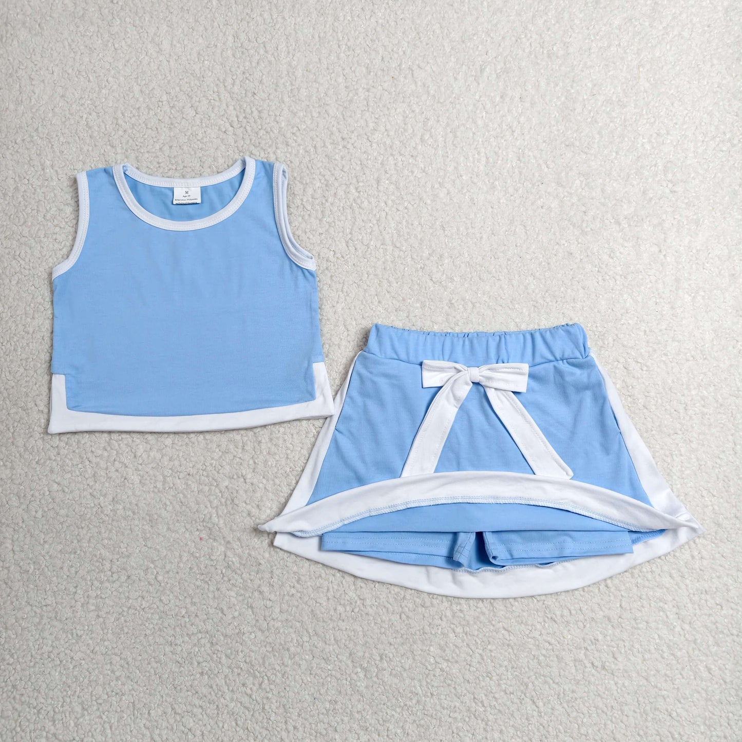 cotton white blue skort set girls clothing