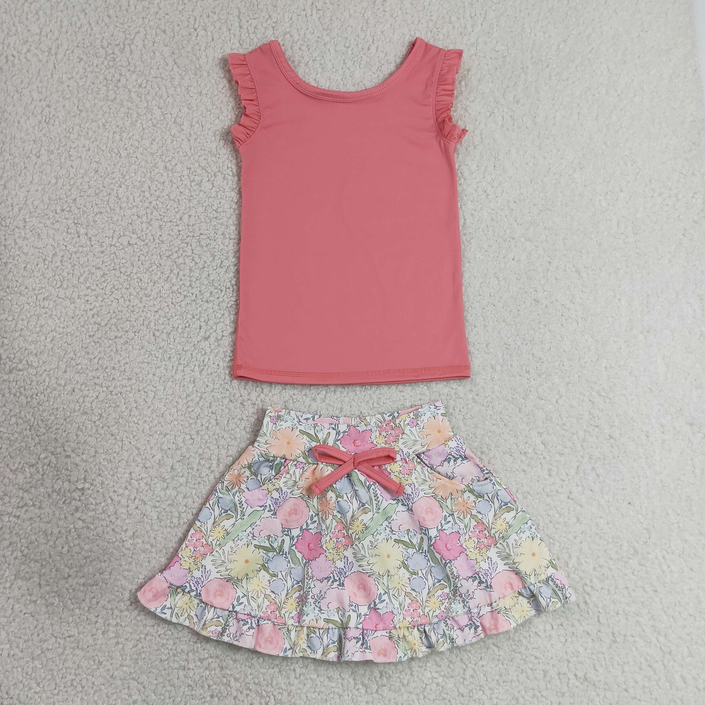 pink top floral active skort set girls athletic outfit