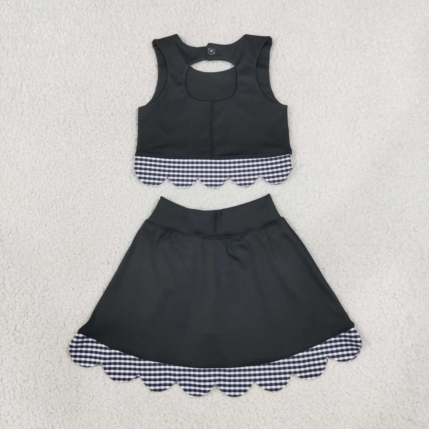 black gingham scallop athletic skort outfit girls clothing