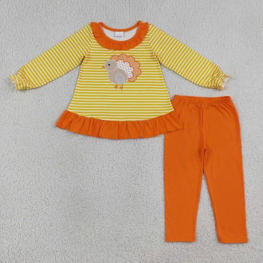 striped turkey gingham tunic leggings set thanksgiving day girl outfit