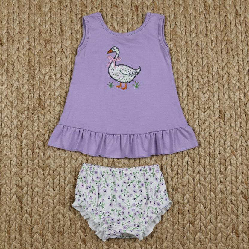 sleeveless purple silly goose floral bummie set
