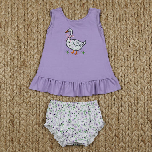 sleeveless purple silly goose floral bummie set