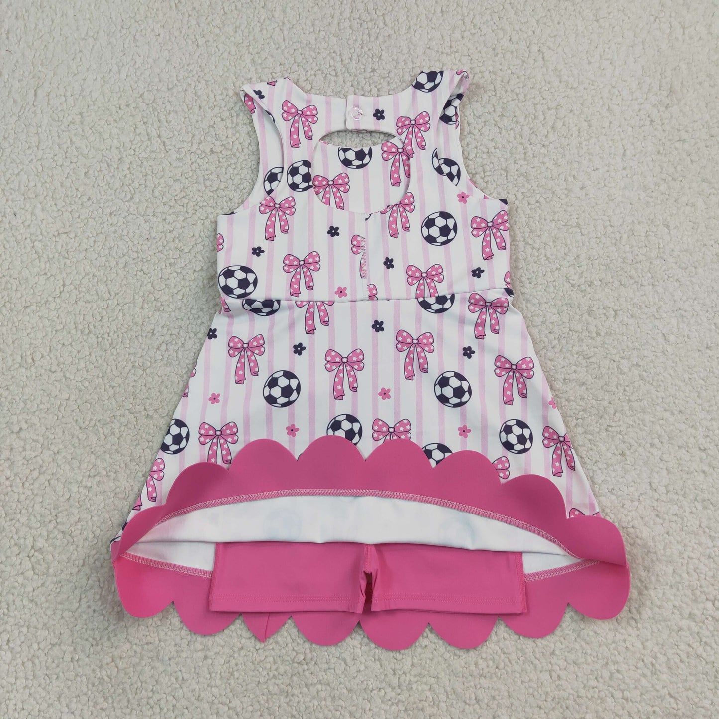 pink bow soccer athletic scallop dress