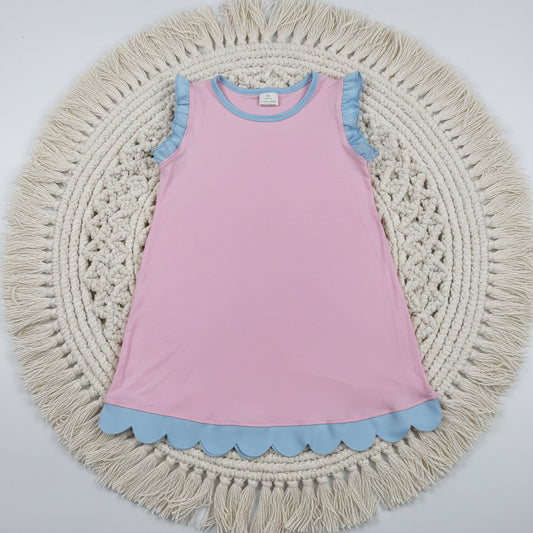 solid pink scallop dress
