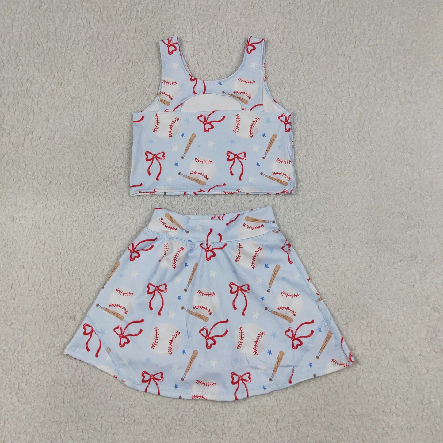 bow baseball athletic skort outfit girls clothes