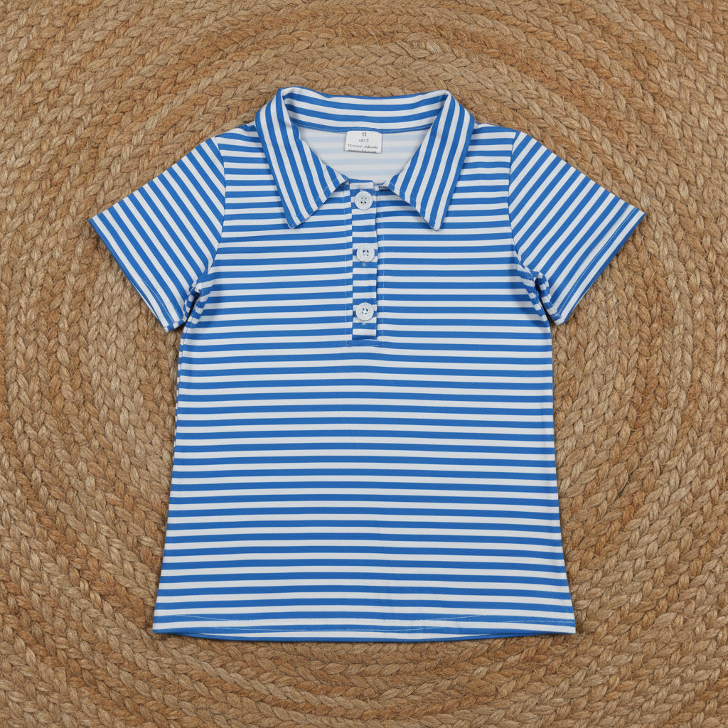blue stripes button up t-shirt boy clothing